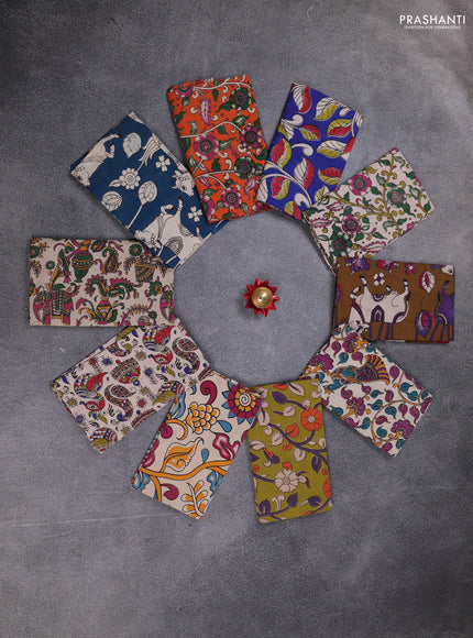 Kalamkari cotton blouse bit multi colour and multi design pack of 10