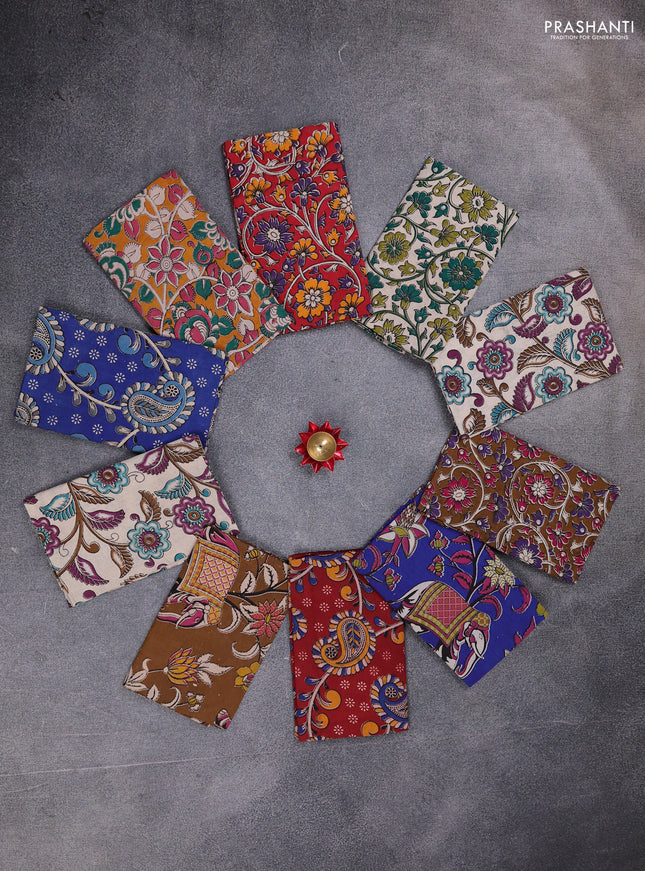 Kalamkari cotton blouse bit multi colour and multi design pack of 10