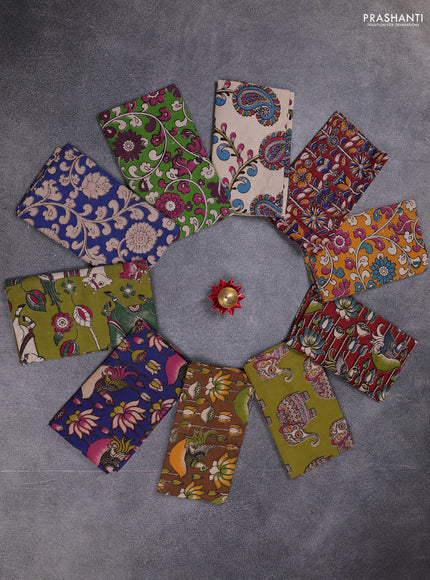 Kalamkari cotton blouse bit multi colour and multi design pack of 10