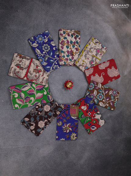 Kalamkari cotton blouse bit multi colour and multi design pack of 10