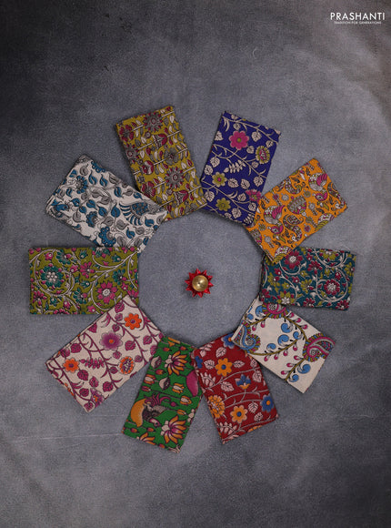 Kalamkari cotton blouse bit multi colour and multi design pack of 10