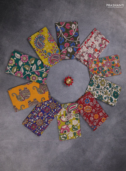 Kalamkari cotton blouse bit multi colour and multi design pack of 10