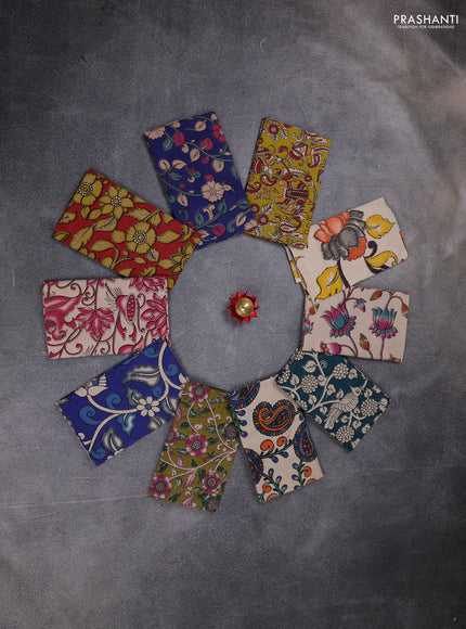 Kalamkari cotton blouse bit multi colour and multi design pack of 10