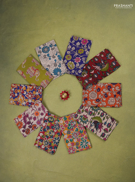 Kalamkari cotton blouse bit multi colour and multi design pack of 10