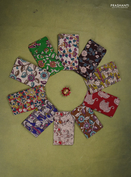 Kalamkari cotton blouse bit multi colour and multi design pack of 10