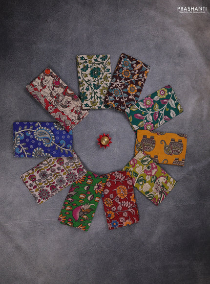 Kalamkari cotton blouse bit multi colour and multi design pack of 10