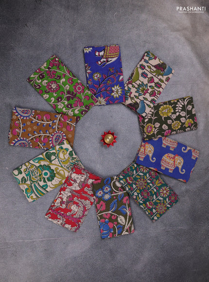 Kalamkari cotton blouse bit multi colour and multi design pack of 10