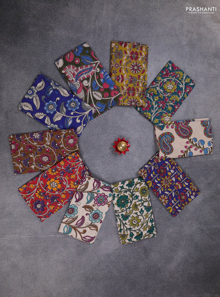 Kalamkari cotton blouse bit multi colour and multi design pack of 10