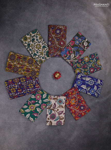 Kalamkari cotton blouse bit multi colour and multi design pack of 10