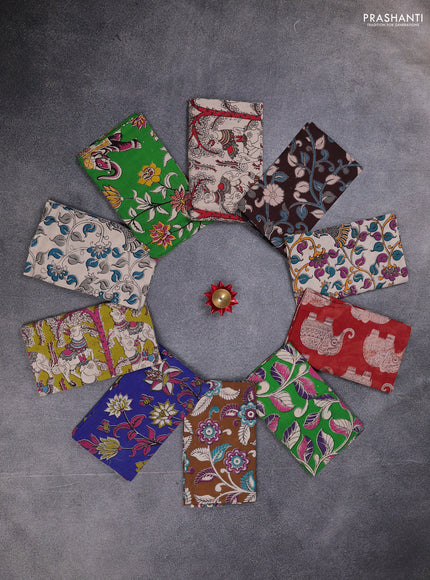 Kalamkari cotton blouse bit multi colour and multi design pack of 10