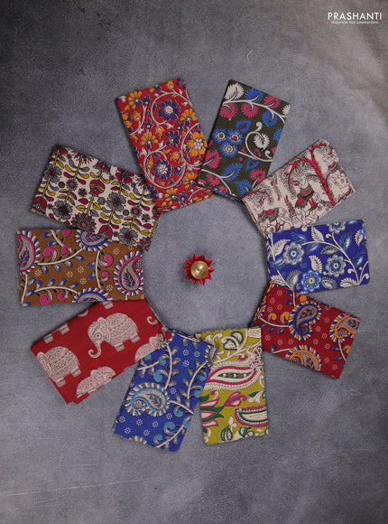 Kalamkari cotton blouse bit multi colour and multi design pack of 10