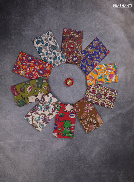 Kalamkari cotton blouse bit multi colour and multi design pack of 10