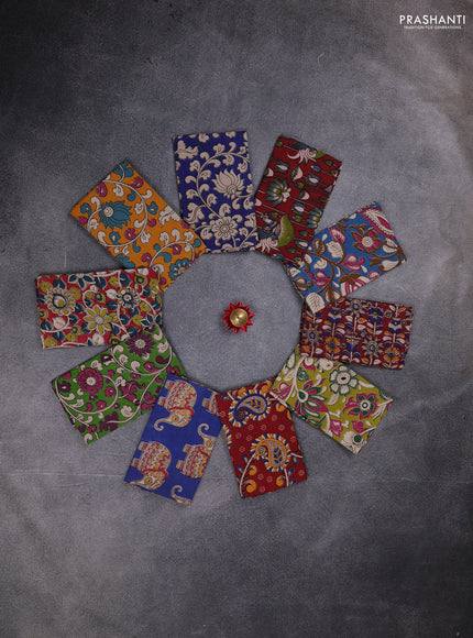Kalamkari cotton blouse bit multi colour and multi design pack of 10