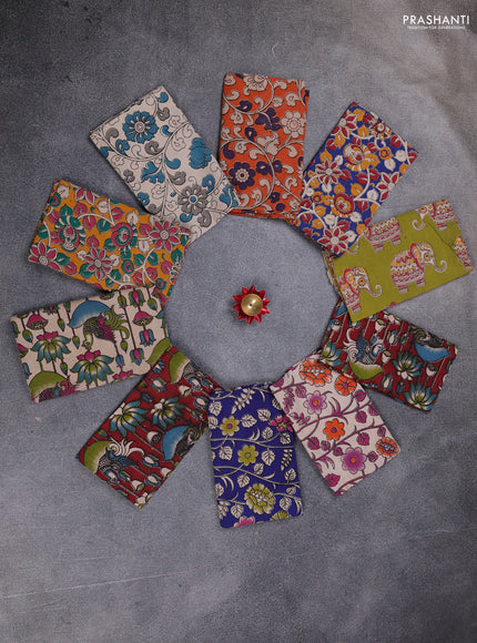 Kalamkari cotton blouse bit multi colour and multi design pack of 10
