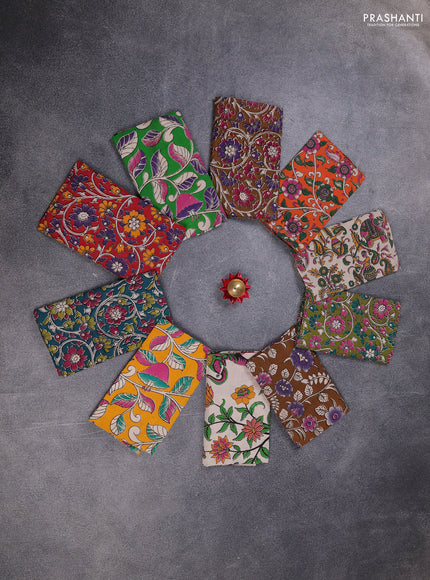 Kalamkari cotton blouse bit multi colour and multi design pack of 10