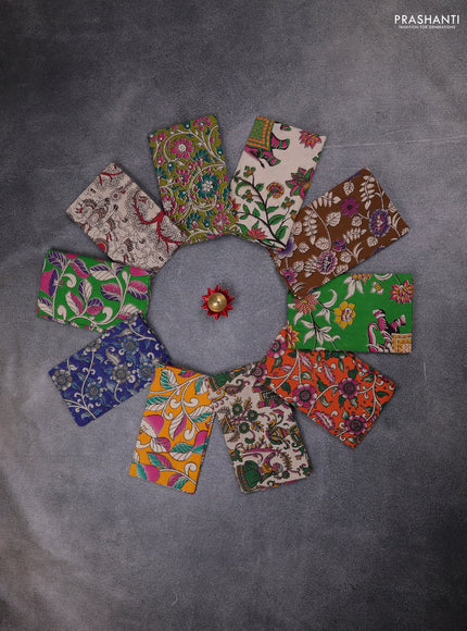 Kalamkari cotton blouse bit multi colour and multi design pack of 10