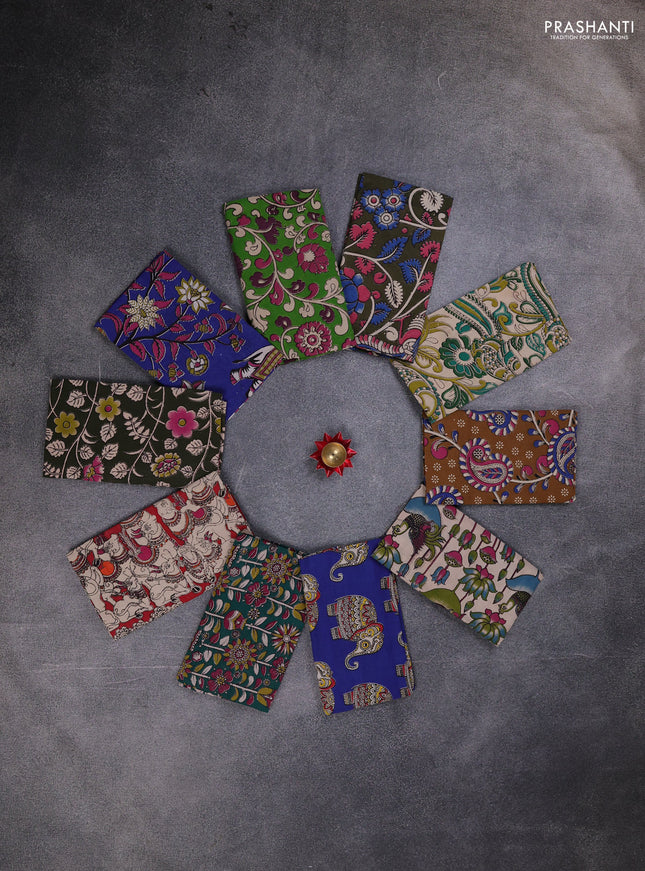 Kalamkari cotton blouse bit multi colour and multi design pack of 10
