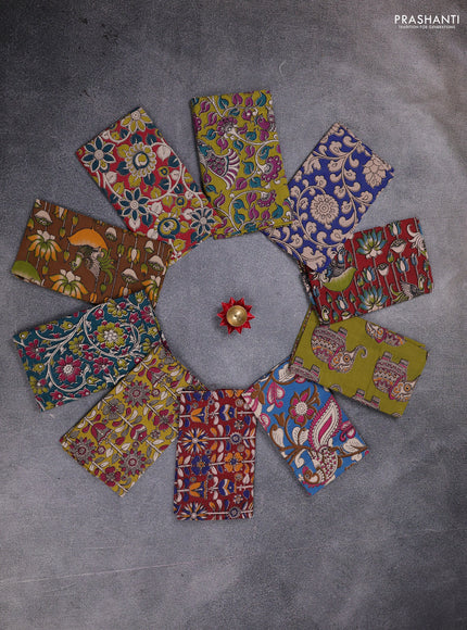 Kalamkari cotton blouse bit multi colour and multi design pack of 10