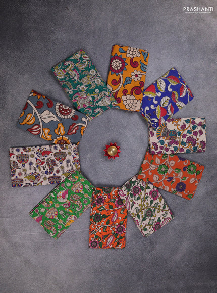 Kalamkari cotton blouse bit multi colour and multi design pack of 10