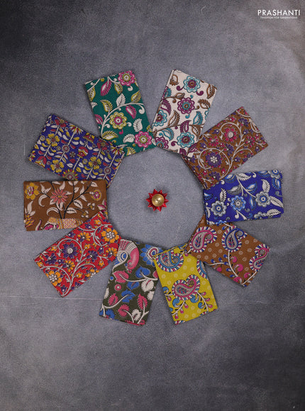 Kalamkari cotton blouse bit multi colour and multi design pack of 10