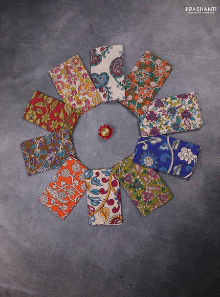 Kalamkari cotton blouse bit multi colour and multi design pack of 10