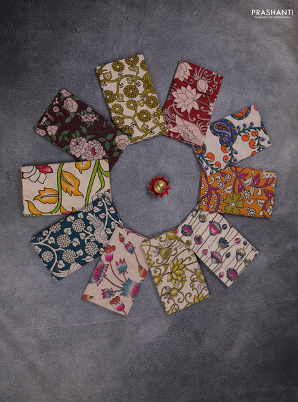 Kalamkari cotton blouse bit multi colour and multi design pack of 10
