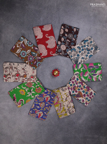 Kalamkari cotton blouse bit multi colour and multi design pack of 10