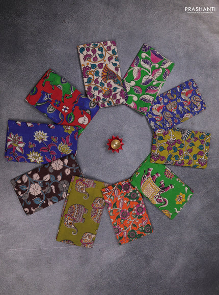 Kalamkari cotton blouse bit multi colour and multi design pack of 10
