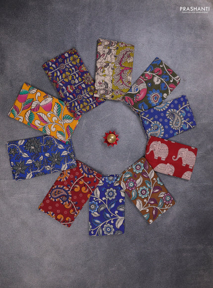 Kalamkari cotton blouse bit multi colour and multi design pack of 10