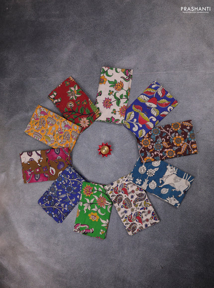 Kalamkari cotton blouse bit multi colour and multi design pack of 10