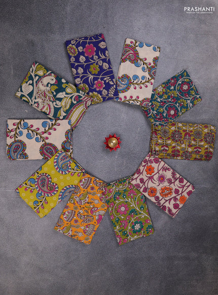 Kalamkari cotton blouse bit multi colour and multi design pack of 10