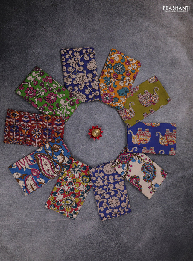 Kalamkari cotton blouse bit multi colour and multi design pack of 10