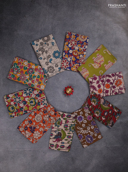 Kalamkari cotton blouse bit multi colour and multi design pack of 10