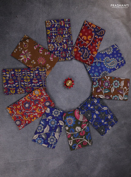 Kalamkari cotton blouse bit multi colour and multi design pack of 10
