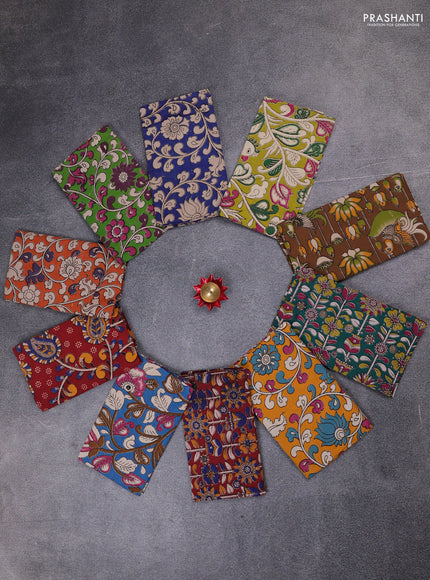 Kalamkari cotton blouse bit multi colour and multi design pack of 10