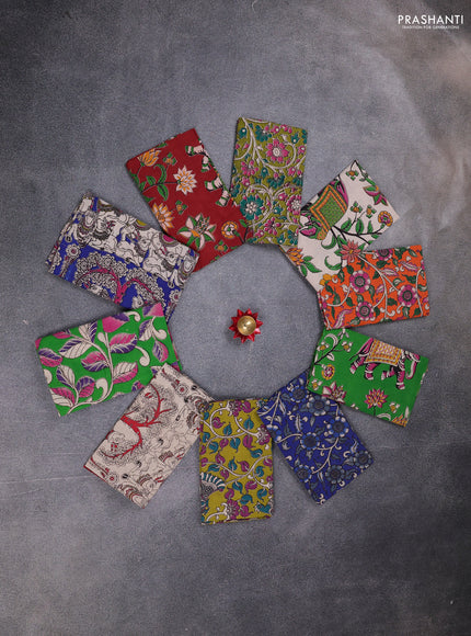 Kalamkari cotton blouse bit multi colour and multi design pack of 10