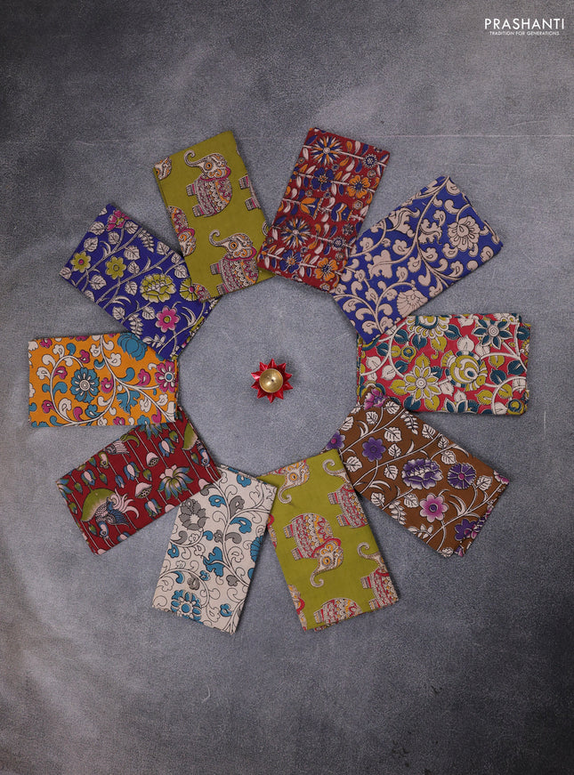 Kalamkari cotton blouse bit multi colour and multi design pack of 10