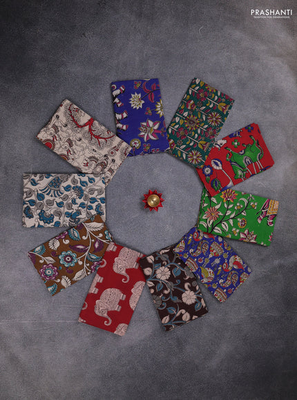 Kalamkari cotton blouse bit multi colour and multi design pack of 10