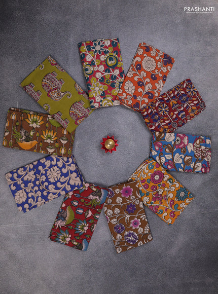 Kalamkari cotton blouse bit multi colour and multi design pack of 10