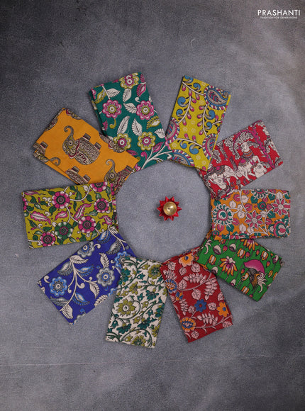 Kalamkari cotton blouse bit multi colour and multi design pack of 10