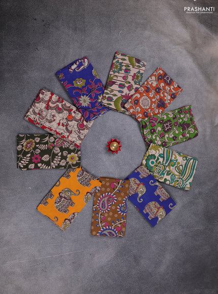 Kalamkari cotton blouse bit multi colour and multi design pack of 10