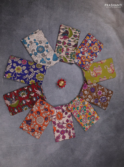 Kalamkari cotton blouse bit multi colour and multi design pack of 10