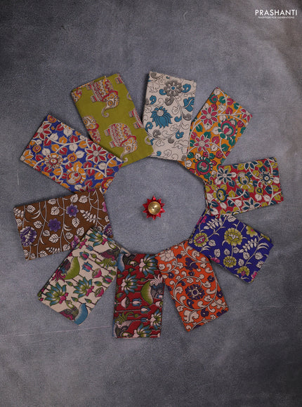 Kalamkari cotton blouse bit multi colour and multi design pack of 10