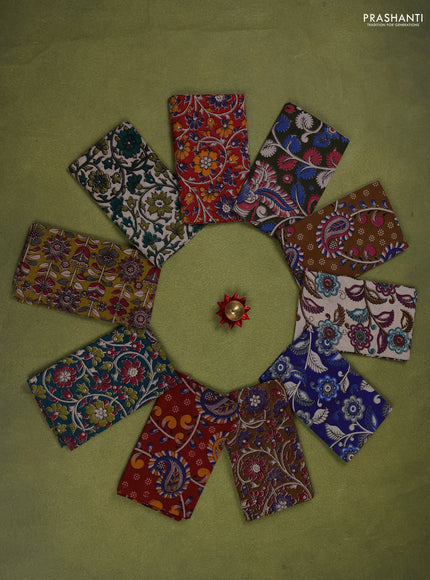 Kalamkari cotton blouse bit multi colour and multi design pack of 10