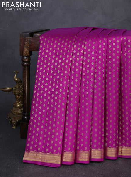Pure kanchipuram silk saree magenta pink with allover zari woven small buttas and zari woven border