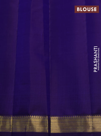 Pure kanchipuram silk saree blue with allover zari woven small buttas and zari woven border