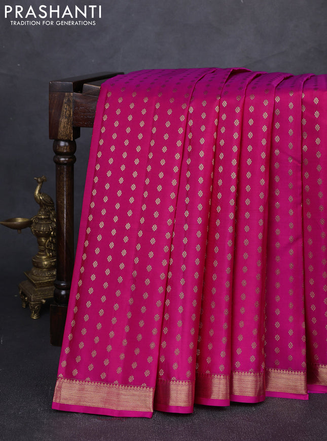 Pure kanchipuram silk saree pink with allover zari woven small buttas and zari woven border