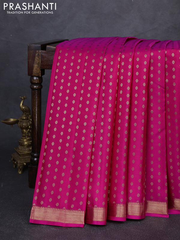 Pure kanchipuram silk saree pink with allover zari woven small buttas and zari woven border
