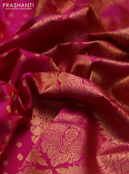 Pure kanchipuram silk saree pink with allover zari woven small buttas and zari woven border