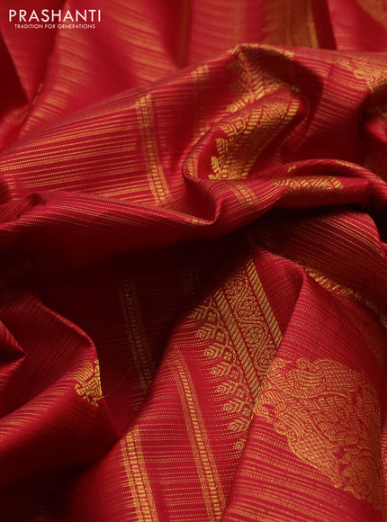 Pure kanchipuram silk saree maroon with allover vairaosi pattern & zari buttas and annam zari woven border
